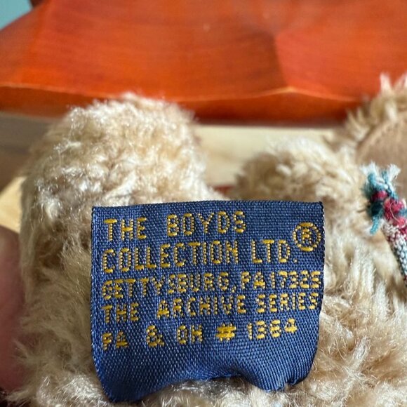 Vtg Boyds Bear Indy Christmas Bear wBelieve Stocking Tags Retired 90s Jointed 7" - Picture 4 of 10